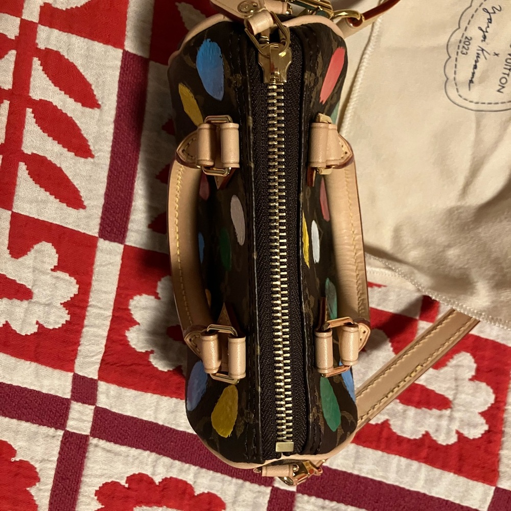 Louis Vuitton Yayoi Kusama Collaboration Nano Speedy Monogram Shoulder Bag Canva - Picture 8 of 9